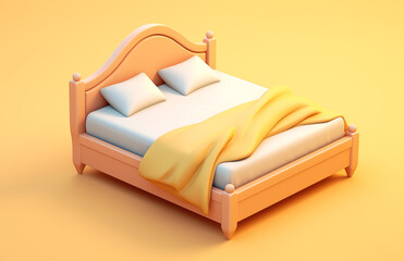 Cartoon 3D bed illustration
