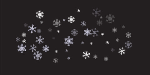 Hello, winter border, snow night. Falling snowflakes on dark blue background.  PNG snow. Snow storm, Christmas snow. Vector image.
