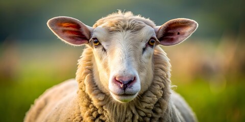 Obraz premium Sheep staring directly at the camera, sheep, farm animal, woolly, livestock, fluffy, mammal, curious, cute, nature, portrait