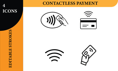 Modern Contactless Payment Icon Set (Editable Strokes)