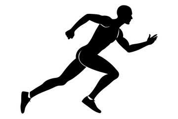 Silhouette of Marathon Runner in Full Stride, Vector Illustration of Determined Athlete, Marathon Race Motion