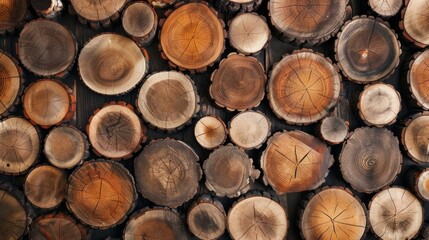 Wood stumps piles background illustration generated by ai