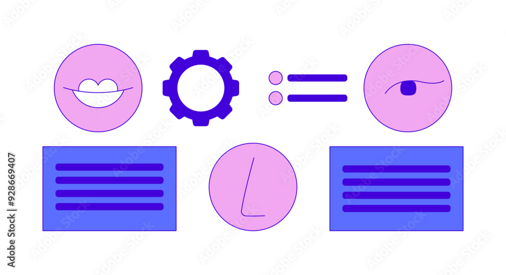 Poster facial recognition system 2d cartoon objects set. identifying human face isolated flat vector elemen