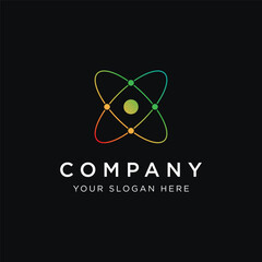 Unique and creative atom abstract logo template design.Logo for business, lab, molecule.