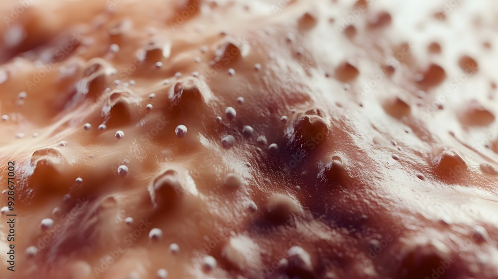 Poster close-up of a textured surface with bumps and bubbles.