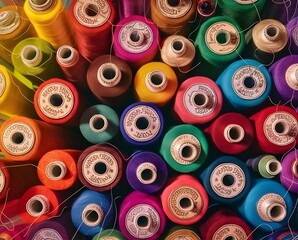 Fototapeta premium vintage thread spools in various colors and sizes