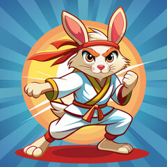 bunny cartoon karate illustration