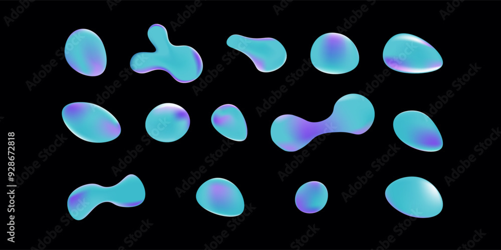 Poster set of abstract pixelated shapes. liquid shapes collection.