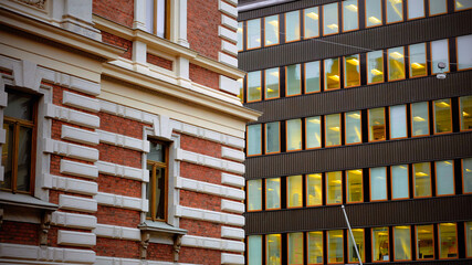 Tallinn, Estonia. Old and New Architecture in downtown. Comparison Buildings