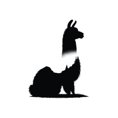 silhouette of Llama filled with nature view in rough drawing,