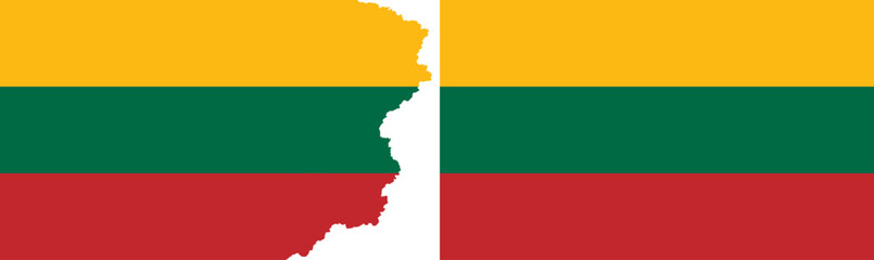 Lithuania flags vector. Standard flag and with torn edges