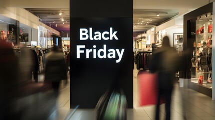 Black Friday shoppers rush through the doors of a store.