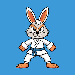 rabbit cartoon karate illustration 