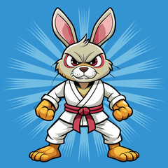 rabbit cartoon karate illustration 
