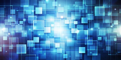 Abstract Blue Square Grid Technology Background, abstract , technology , digital , graphic , grid