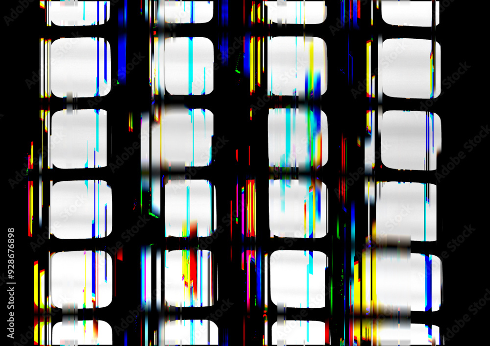 Aufkleber a grid pattern with chromatic glitch distortion and hologram effect