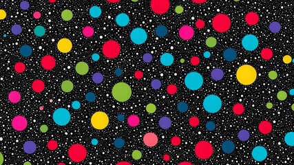 Retro background with circles of different shapes and colors, festive bright multicolored background, AI generated