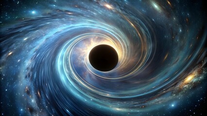 Mysterious black hole with swirling vortex of gravitational force, astronomy, astrophysics, space exploration