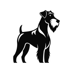 Airedale Terrier dog vector art silhouette illustration logo design black and white 