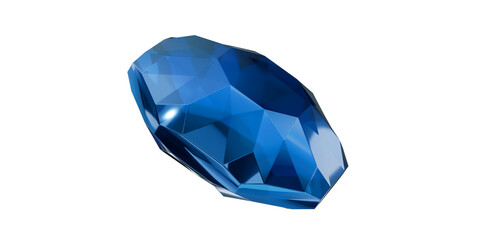 Sapphire Gem on transparent background, blue gemstone diamond isolated.