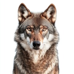 Obraz premium Close-up Portrait of a Gray Wolf with Intense Eyes