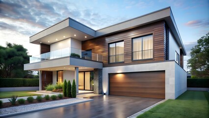 Fototapeta premium Modern house with clean lines and contemporary design , architecture, home, building, urban, property, dwelling
