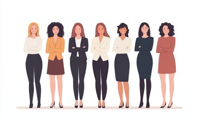 Fototapeta premium Confident businesswomen stand together. Strong females entrepreneurs support each other. Concept of equitable participation of women in politics and, Generative AI