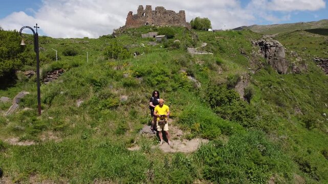 Aerial view of the ancient church of Vahramashen in Armenia. 