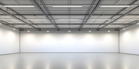 Obraz premium Empty Room With White Walls and Ceiling Lights