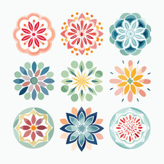 symmetrical stylized watercolor Mandala. Delicate watercolor flower mandala, Floral Watercolor Mandala Clipart, watercolor illustration of Muslim mandala Ramadan concept, Handcrafted Mandal