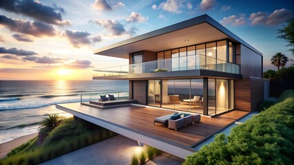 Modern beach house with stunning sea view, rendering, beach, living, sea view, ocean, view, modern, house, home, architecture