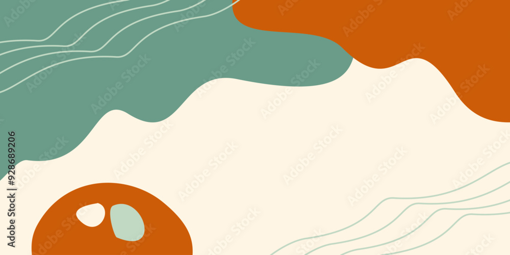 Aufkleber autumn background abstract shapes, wave pattern with empty space for text. template for banner, post