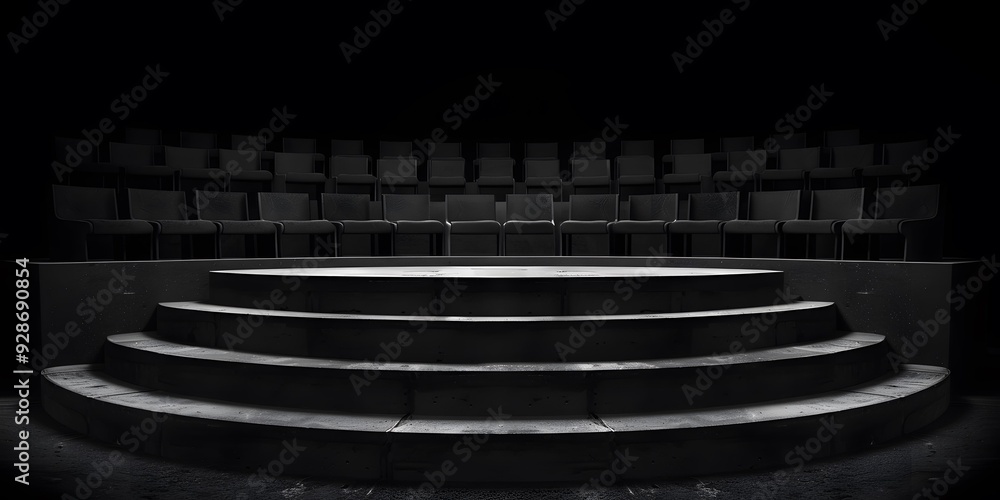 Poster Empty Stage with Circular Steps and Seats