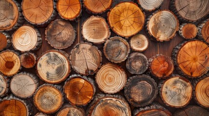 Wood stumps piles background illustration generated by ai