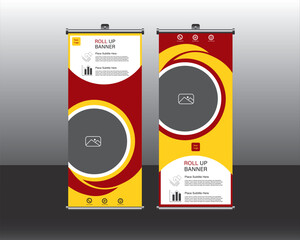 Roll up banner design, Roll up brochure flyer banner design template vector, abstract background, modern x-banner, rectangle size, round space