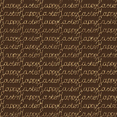Happy Easter lettering text isolated on brown background.