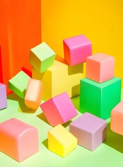 Obraz premium Abstract Colorful Geometric Shapes in Bright Colors