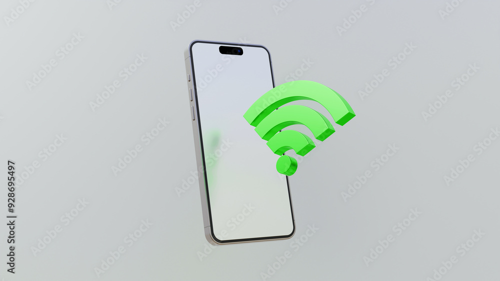 Poster wireless connection sharing network illustration. 3d render illustration wifi icon mobile. wireless 