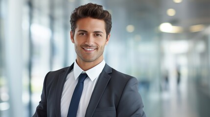 Fototapeta premium A confident business leader smiling while looking directly at the camera, 