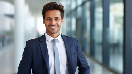 Fototapeta premium A confident business leader smiling while looking directly at the camera, 