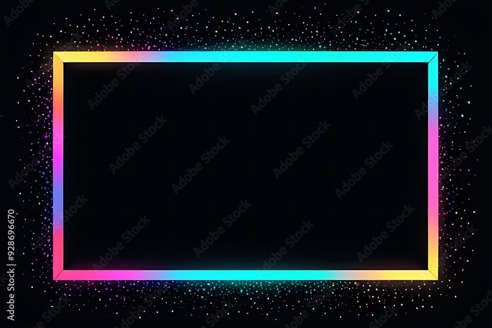 Poster a colorful frame with a black background. the frame is made up of different colors and is surrounded
