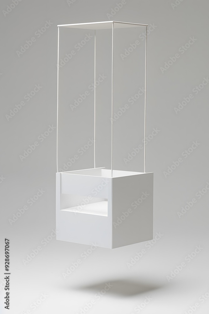 Poster white hanging cube structure with shadow
