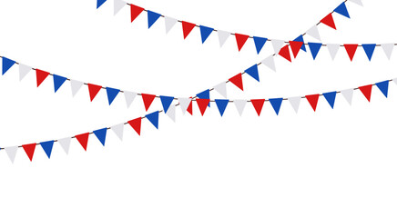 French garland. Color pennant border isolated on white background. Triangle flags