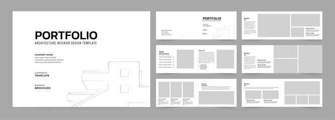 Landscape Portfolio Layout Architecture Portfolio Interior Brochure Design, Use for annual report, proposal, portfolio, brochure, catalog.