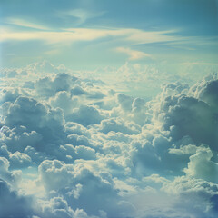 view from airplane window clouds above the sky