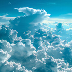 view from airplane window clouds above the sky