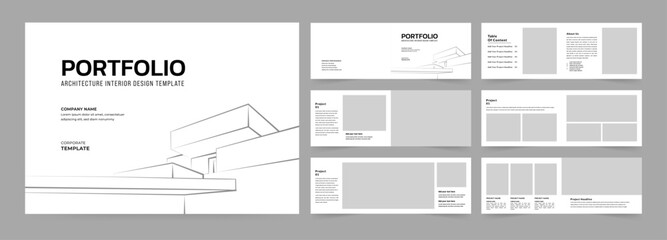 Architecture portfolio or interior portfolio or portfolio design template, Use for annual report, proposal, portfolio, brochure, catalog, magazine, booklet.