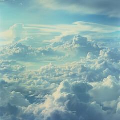 view from airplane window clouds above the sky