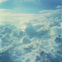 view from airplane window clouds above the sky
