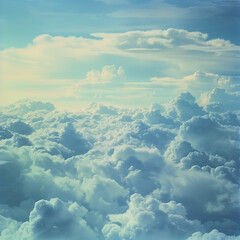 view from airplane window clouds above the sky